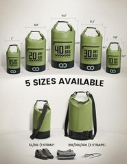 Waterproof Dry Bag with Phone Pouch – 5L//20L/30L/40L Floating 10L Olive Green