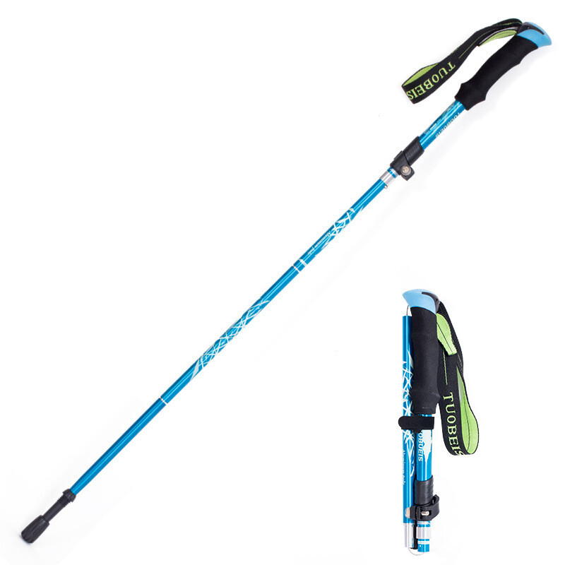 Ultralight Aluminum Alloy 5Sections Walking Poles Adjustable Trekking Poles Tele