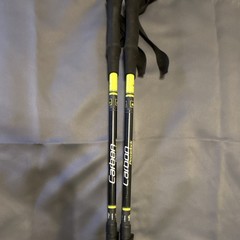 GABEL Carbon Powerlock Trekking Poles Pair Black Yellow Adjustable Foam Grip
