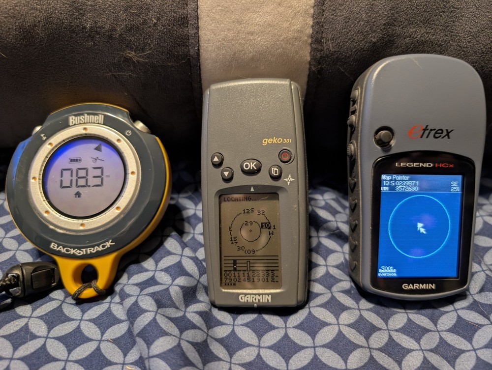 Lot 3 Handheld GPS Garmin Geko 301, Etrex Legend HCX, Bushnell 360050 USED WORK