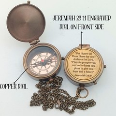 Solid Brass Directional Engraved Compass Jeremiah 2911 Baptism Gifts Men