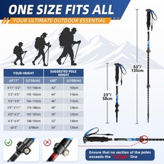 Lightweight Collapsible Trekking Poles for Hiking – 2 Pack Adjustable Hiking …