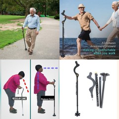 Retractable Straight Posture Cane Walking Stick Camping Travel Trekking Pole USA