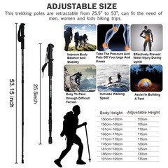 2PC Trekking Poles Nordic Walking Hiking Sticks Anti-shock Adjustable Alpenstock