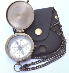 Engravable Brass Compass Nautical Antique Vintage Pocket Gift 2″ With Case