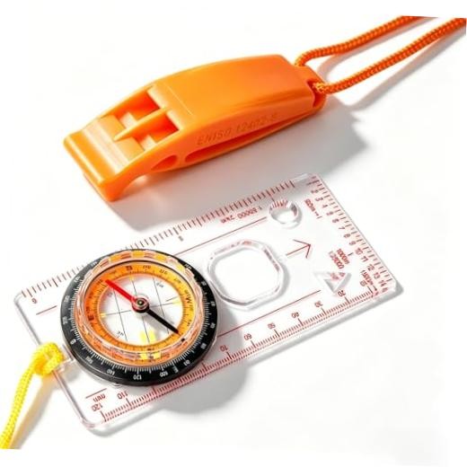 Navigation Compass & Whistle Kit – Essential Gear for Orienteering, Camping, B