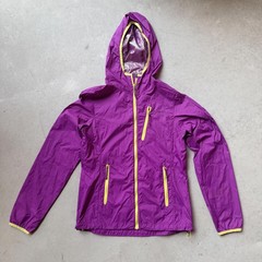 Columbia Lightweight Purple Hiking Windbreaker Jacket with Yellow Zippers