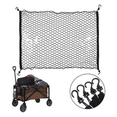 Utility Cart Net 92x74cm Elastic Nylon Mesh with 4 Hooks for Camping Garden