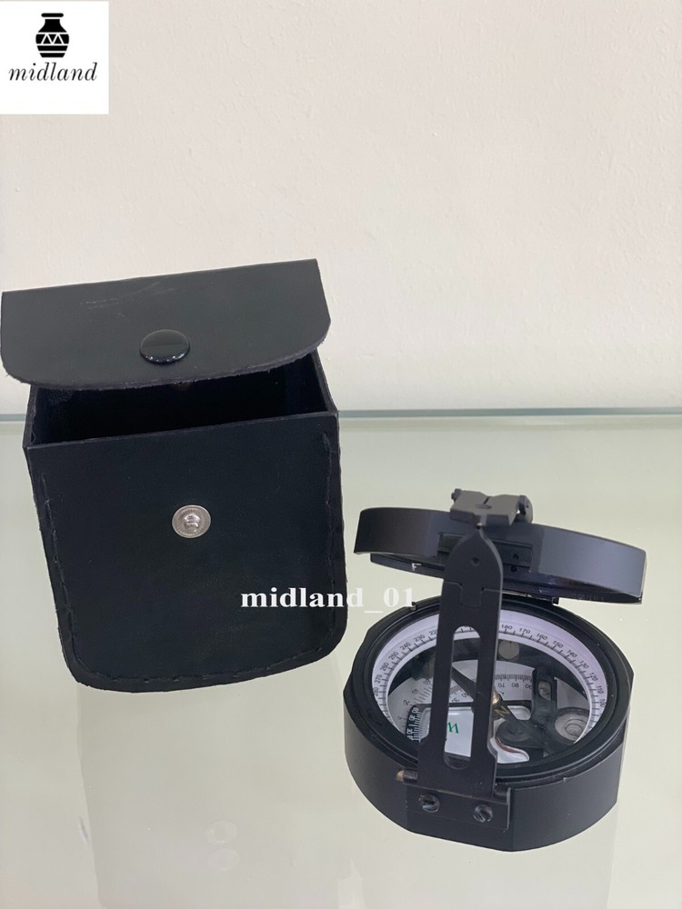 Pocket Transit Compass With Leather Case 100% Working Brass Brunton