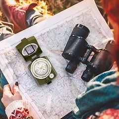 Compass, Compass Hiking with Survival Whistle, Luminous Compass Single Green