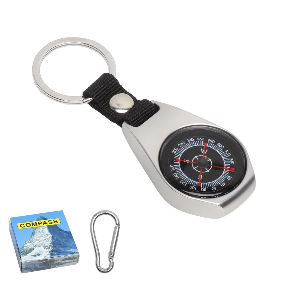 Compass Keychain Aluminum Compass with Snap Hook Waterproof Tr…