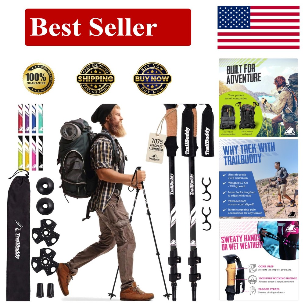 Lightweight 7075 Aluminum Trekking Poles – Adjustable, Collapsible Hiking Sticks