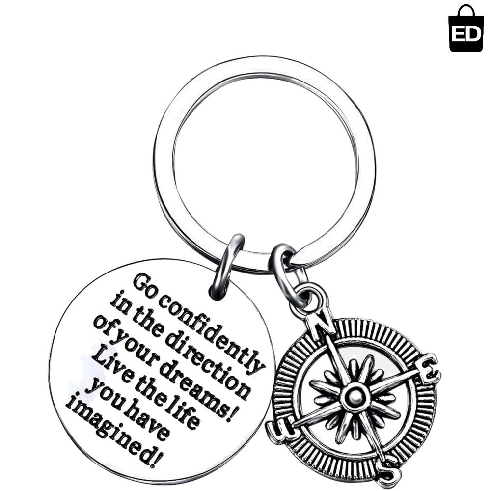 Modern Stainless Steel Key Chain – Inspirational ‘Live The Life You Imagined’