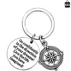 Modern Stainless Steel Key Chain – Inspirational ‘Live The Life You Imagined’