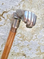 Antique Brass Head Long Handle Victorian Walking Stick Wooden Cane