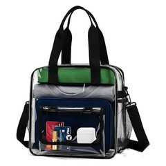 Clear Stadium Bag 11.8×11.8×5.1in – Transparent Tote, Lunch Black
