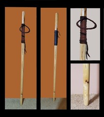 1 in. Hickory Hiking Staff With leather Handle and Wrist Strap. 40 in. to 60 in.