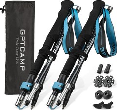 Lightweight Carbon-Aluminum Collapsible Hiking Poles, 2pc Folding