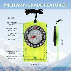 Compass Hiking Survival, Wilderness Survival Compass for Kids- Magnetic green