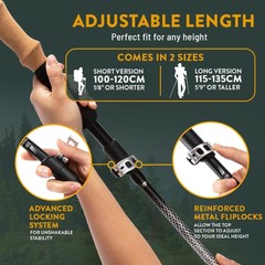 Durable Aluminum Hiking Poles with Flip Locks – Adjustable from 100cm to 120cm