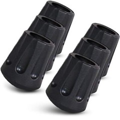 TrailBuddy Walking Stick Tips – Pack of 6 Replacement Rubber Cane Tips Fit Most