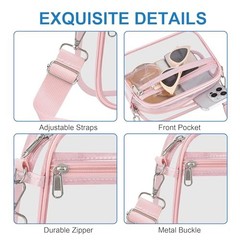 Clear Bag for Stadium Events – Stadium Approved Mini Clear Purse, Small Pink