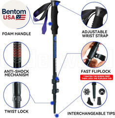 Collapsible Trekking Poles for Hiking 2 Pack – Adjustable Aluminum Hiking Poles,
