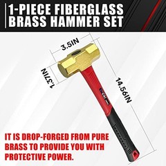 2lb Brass Sledge Hammer,Non-Sparking, Comfortable Fiberglass Handle,2 2LB