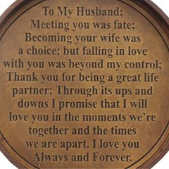 RII to My Husband I Love You, Brass Compass Engraved Gifts for Men, Bronze Gi…