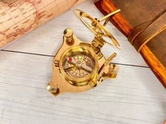 Brass Sundial compass with wooden box Hiking camping adventure west london