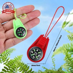 Compass for Kids Hiking and Survival Small Mini Pocket Compasses Keychain Lanyar