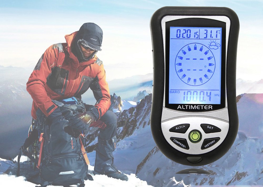 8 in 1 Electronic Digital Compass Altimeter Barometer Thermometer Clock Calendar