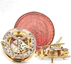 Vintage Brass Compass with Leather Case Guide Through Life’s Adventures