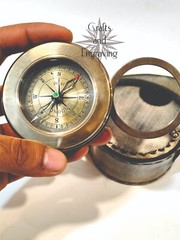 3″ Personalized nautical folding magnifier compass direction with leather box