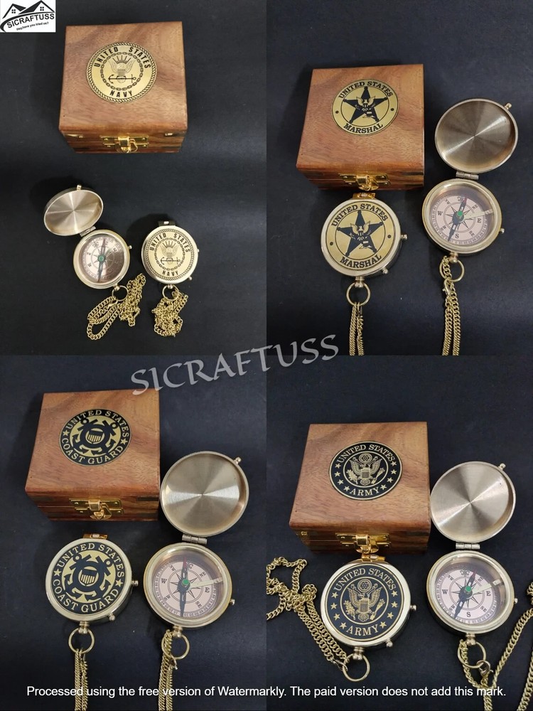 Compass U.S Army Brass Lid Compass | Personalized Best Gift For The U.S Army wit