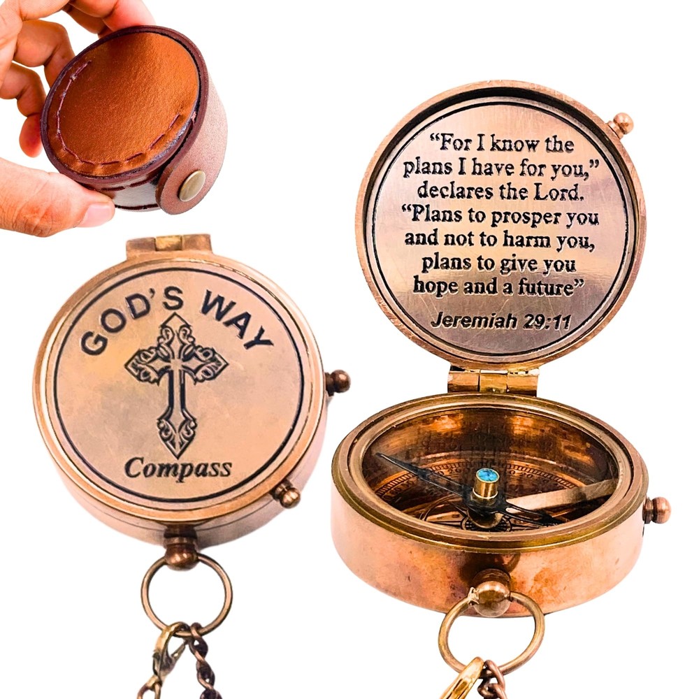 God’s Way Compass – Baptism Gifts for Boys Christian Gifts for Men Catholic G…