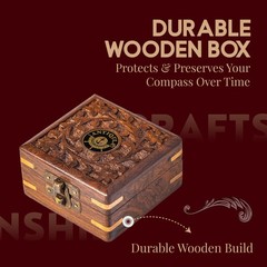 Antique Engraved Brass Compass with Wooden Box Inspirational Gift for Son
