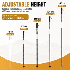 LED Trekking Pole with USB-C Rechargeable Light and Emergency Phone Charging