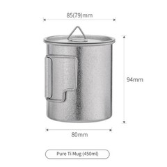 Titanium Camping Mug Portable Coffee Cup 450ml Capacity Smooth Rim Design