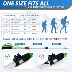 Lightweight Collapsible Kids Hiking Poles – Retractable Kids Hiking Green