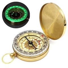 Camping Survival Compass for Hiking,Small Golden Pocket Compass for Kids,Glow
