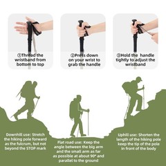 Qunature Ultra-Light 3-Section Trekking Pole Aluminum Sticks with Quick Lock 53″