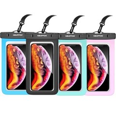 4 Pack Waterproof Cell Phone Pouch – Universal Water Black+Blue+Green+Pink