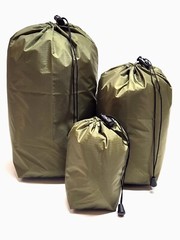 Lightweight 3-pk OD Green 40D Ripstop Waterproof Sil-Nylon Stuffsacks COMBO
