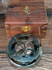 Christmas Gift, Personalized Engraved Sundial Compass, Anniversary Gift