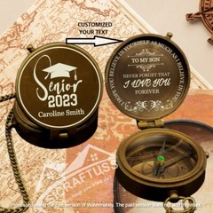 Personalized Graduation Gift For Him – Brass Compass – To My Son Brass Compass