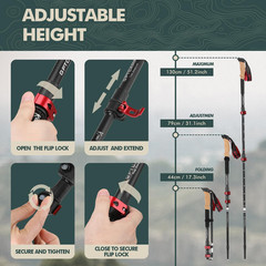 GPTCAMP Walking Sticks,Trekking Poles Collapsible Hiking Poles,Lightweight Foldi