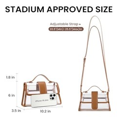 Clear Bag for Stadium Events Crossbody Purses for Women Stadium Approved Brown