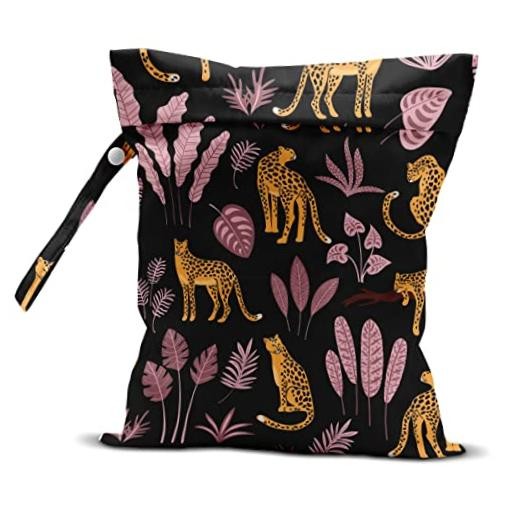 Wet Dry Bag for Swimsuit, Travel, Beach, Pool, Diapers, Gym Leopard theme