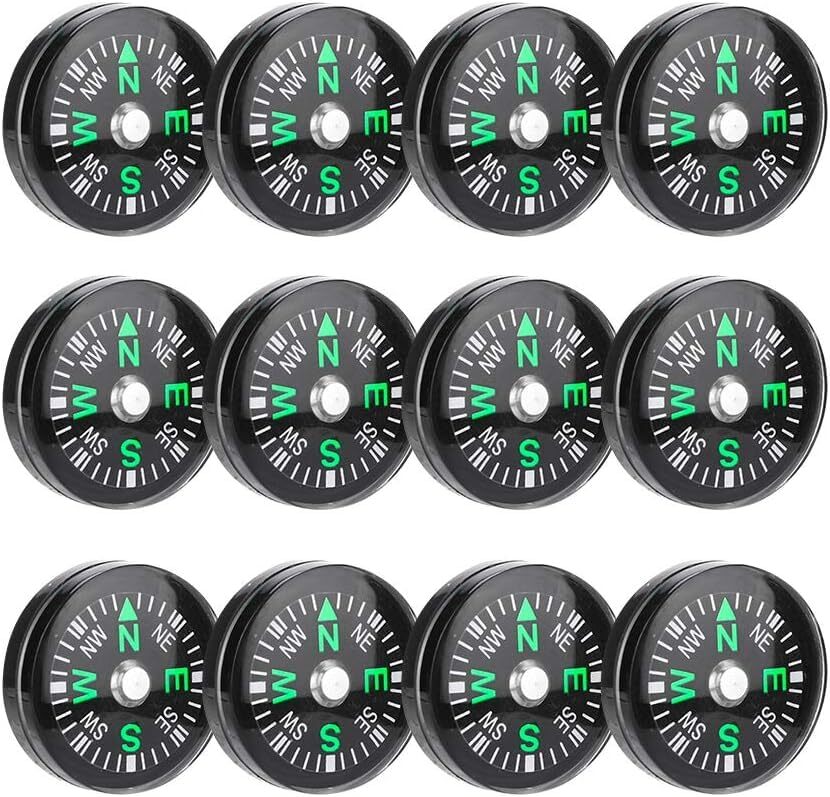50 Pcs Mini Pocket Button Compass for Hiking Camping Boating Watch Band Paracord